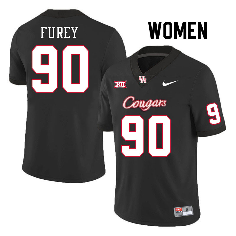 Women #90 Trey Furey Houston Cougars College Football Jerseys Stitched-Black